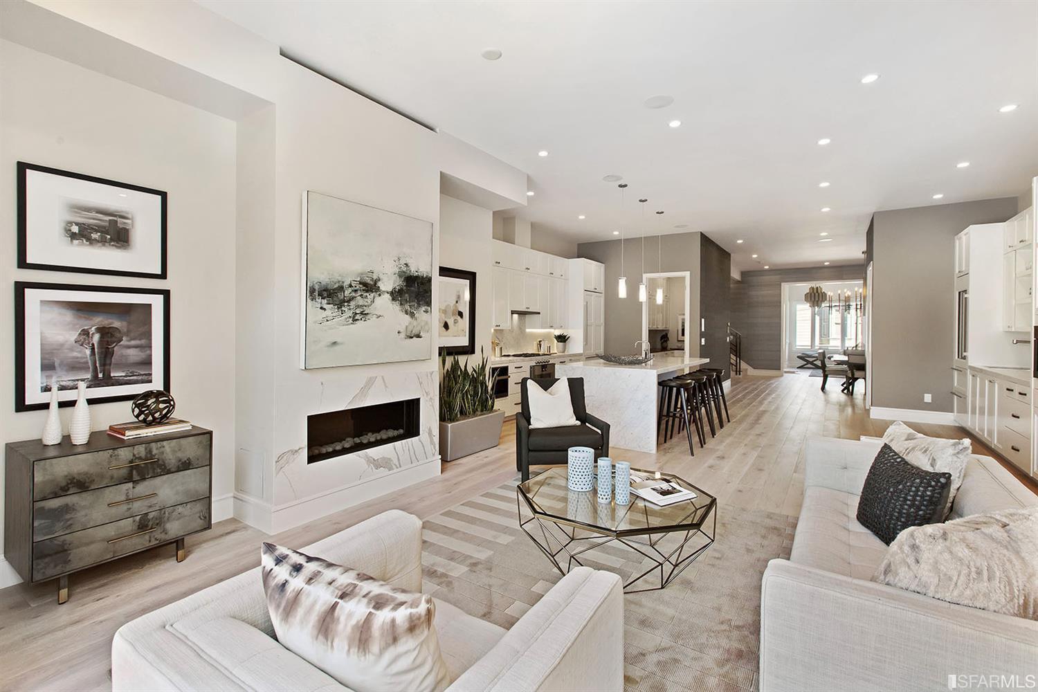 Modern livingroom with fireplace SF residence