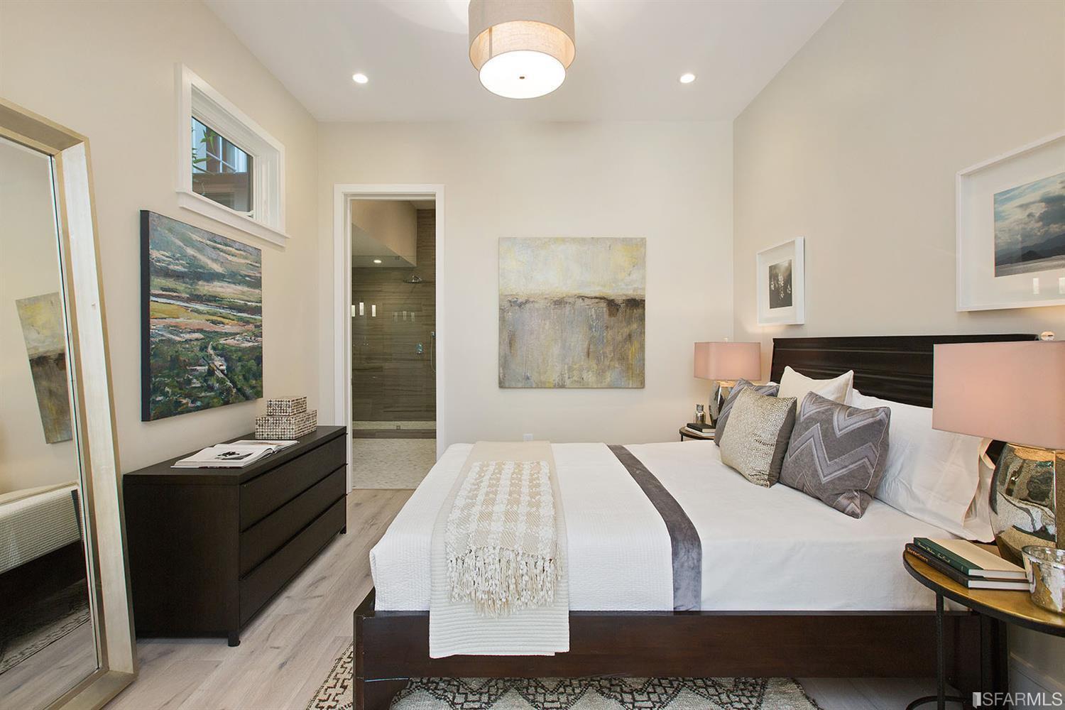 Bedroom black and white décor SF residence image #2